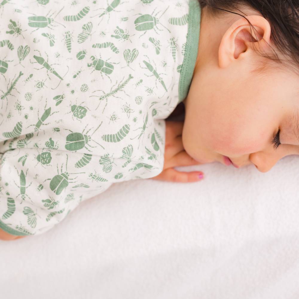 Merino Cotton Summer Pyjamas - Sage Bugs