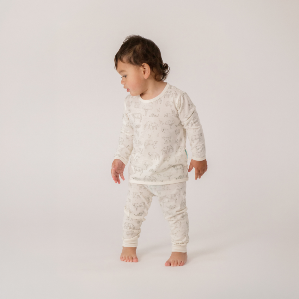 Merino Cotton Winter Pyjamas - Farmyard