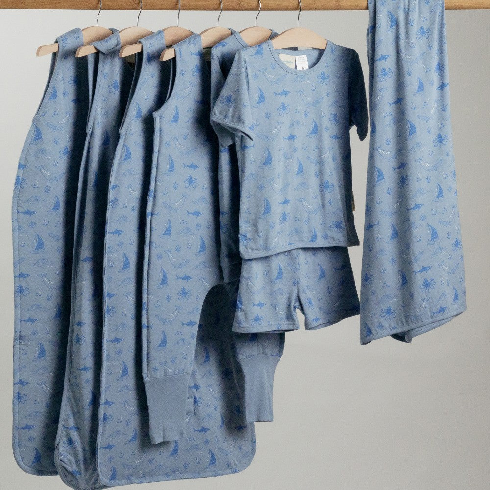 Merino Cotton Summer Pyjamas - Glacier Sail Away