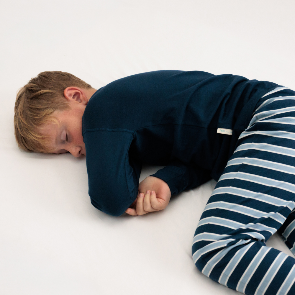 Merino Cotton Relaxed Winter Pyjamas - Midnight/Glacier