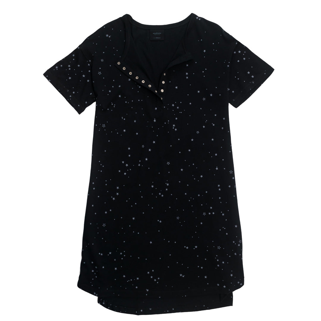 Relax! Henley Short Sleeve Nightie - Night Stars