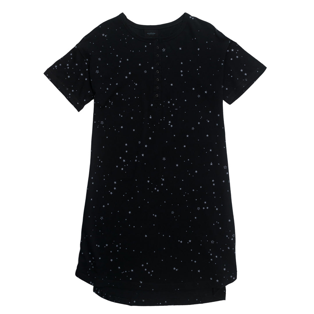 Relax! Henley Short Sleeve Nightie - Night Stars