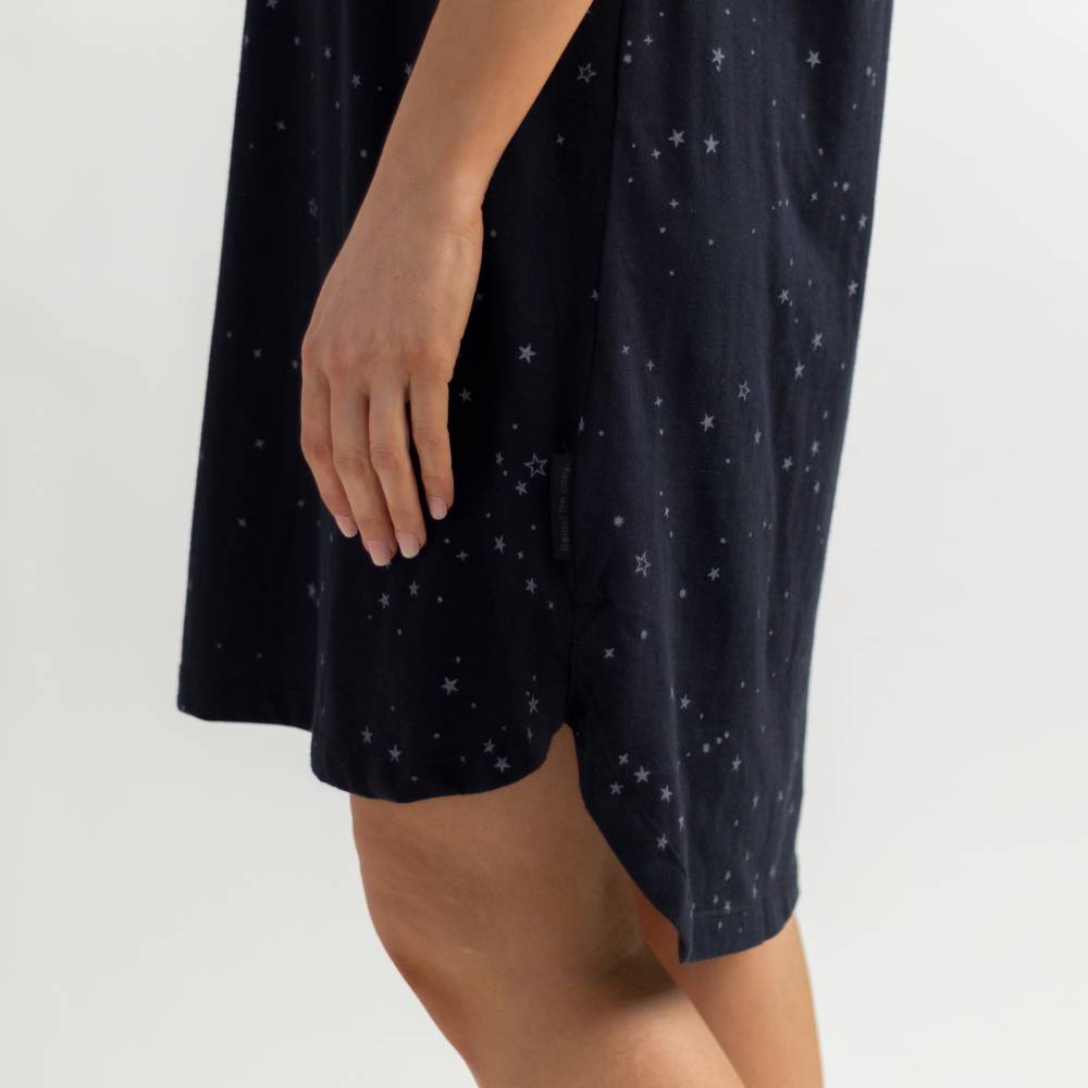 Relax! Henley Short Sleeve Nightie - Night Stars