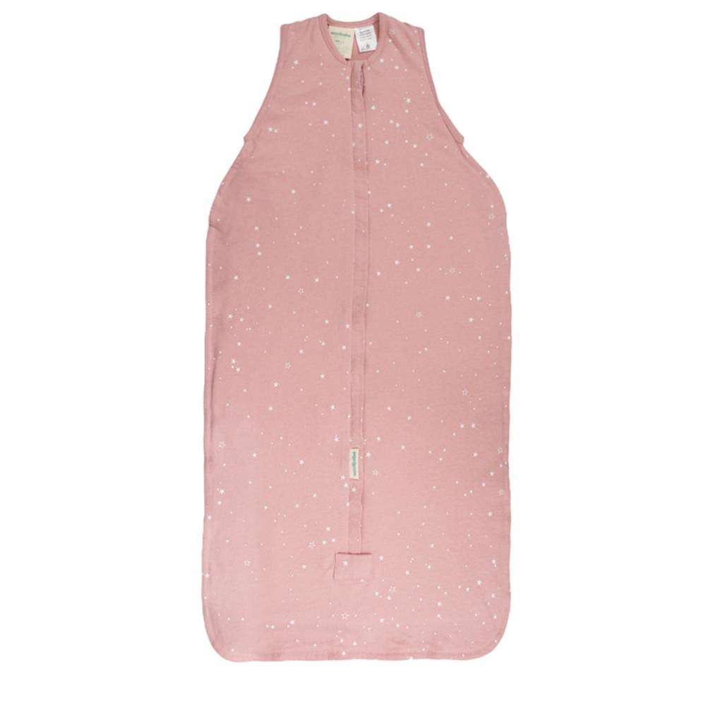 pink star print summer sleeping bag with woolbabe brand