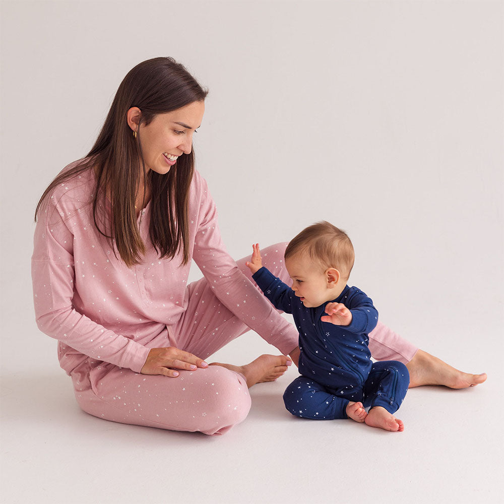Relax! Merino Cotton Henley Top - Dusk Stars