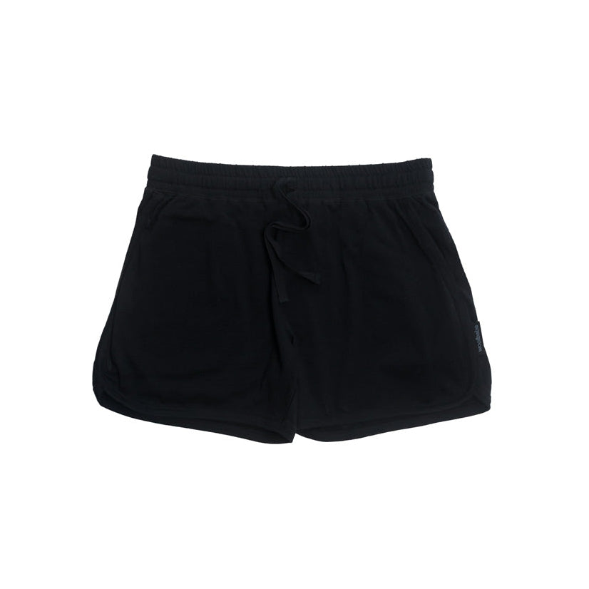 Black lounge PJ shorts on a white background
