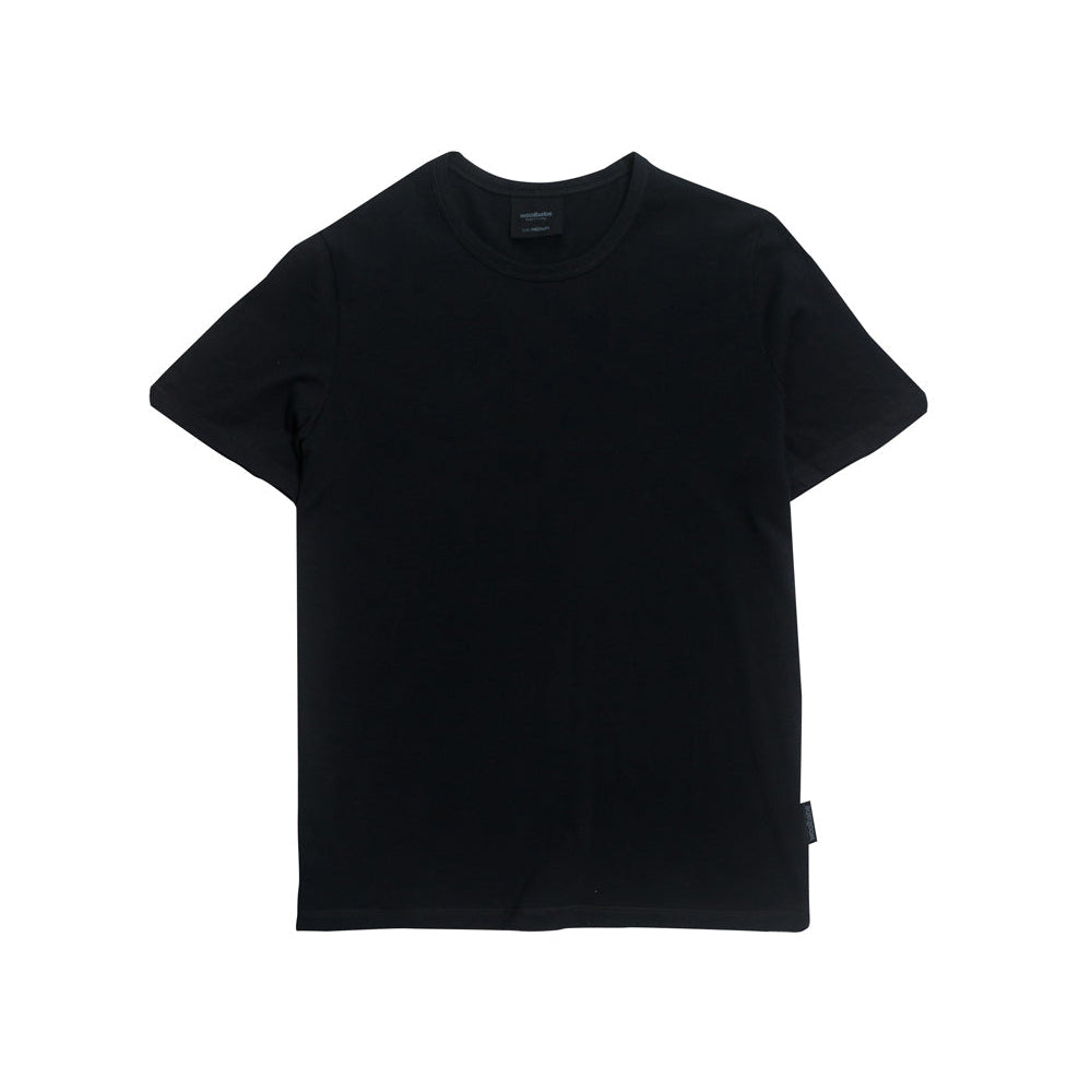 Black merino lounge top t-shirt on a white background