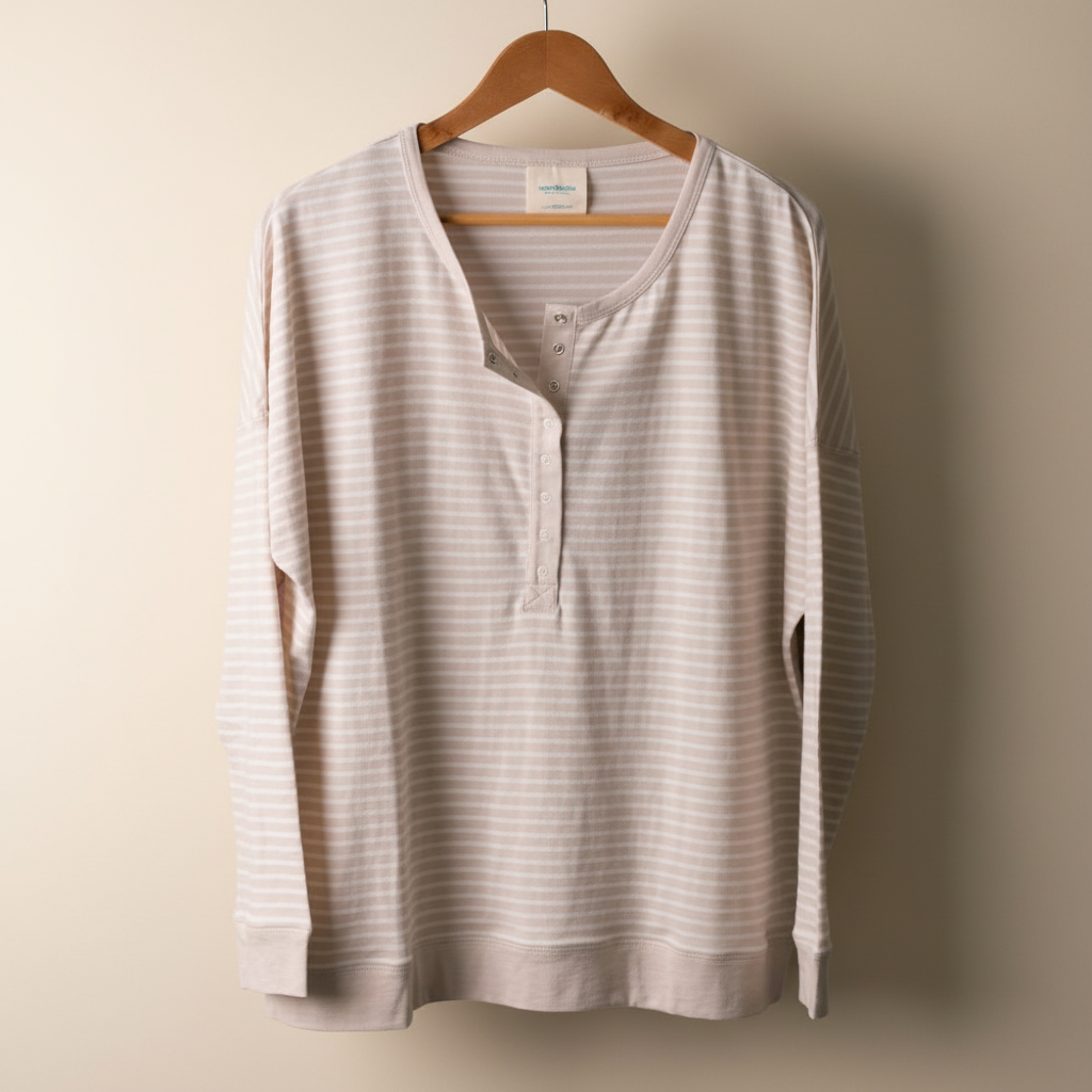 Relax! Merino Cotton Henley Top - Dune