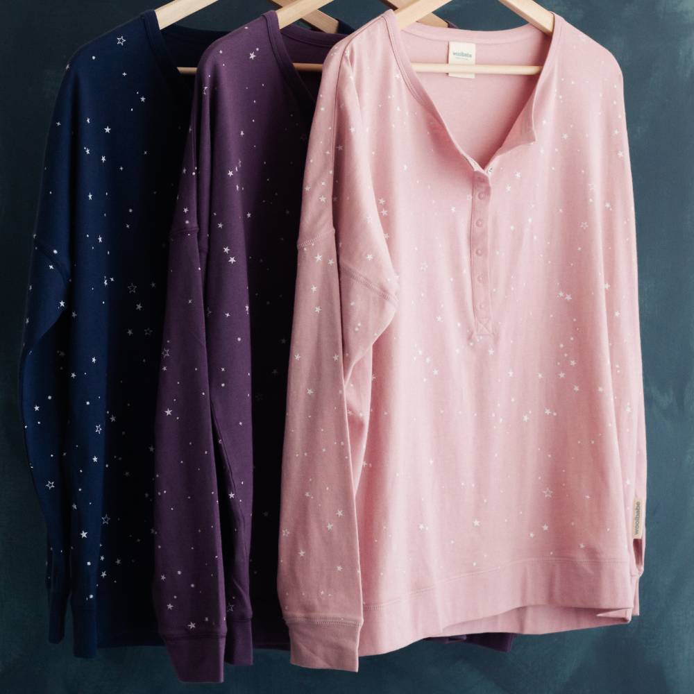 Relax! Merino Cotton Henley Top - Dusk Stars