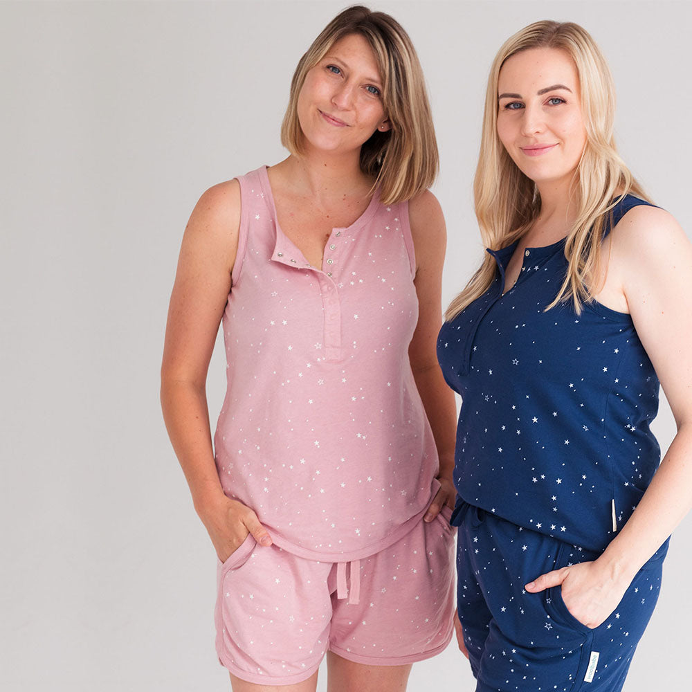 Relax! Merino Cotton Henley Tank - Tekapo Stars
