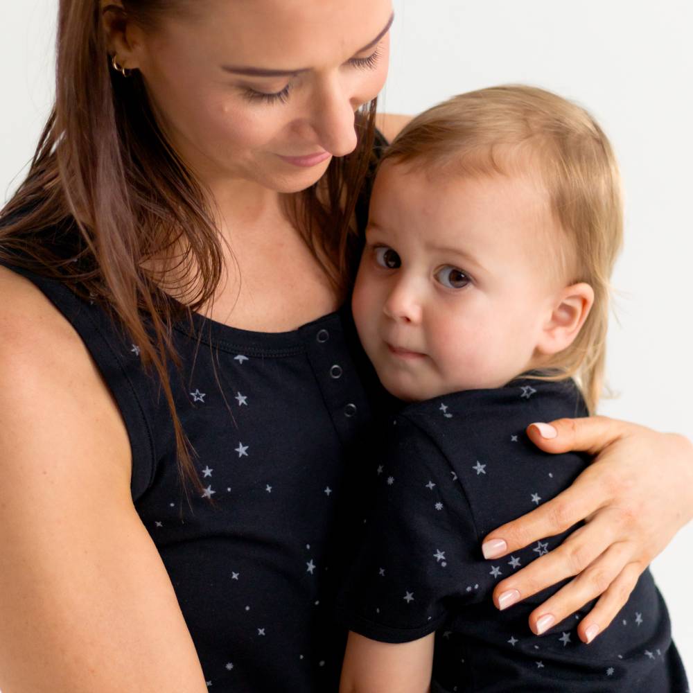 Relax! Merino Cotton Henley Tank - Night Stars