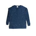 Navy blue long-sleeve PJ Top with star pattern on a white background