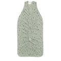 Green baby sleeping bag with dinosaur and nature-themed pattern on a white background