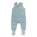 Light blue merino sleep onesie with star pattern on a white background