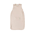 Beige striped woolbabe baby sleeping bag on a white background