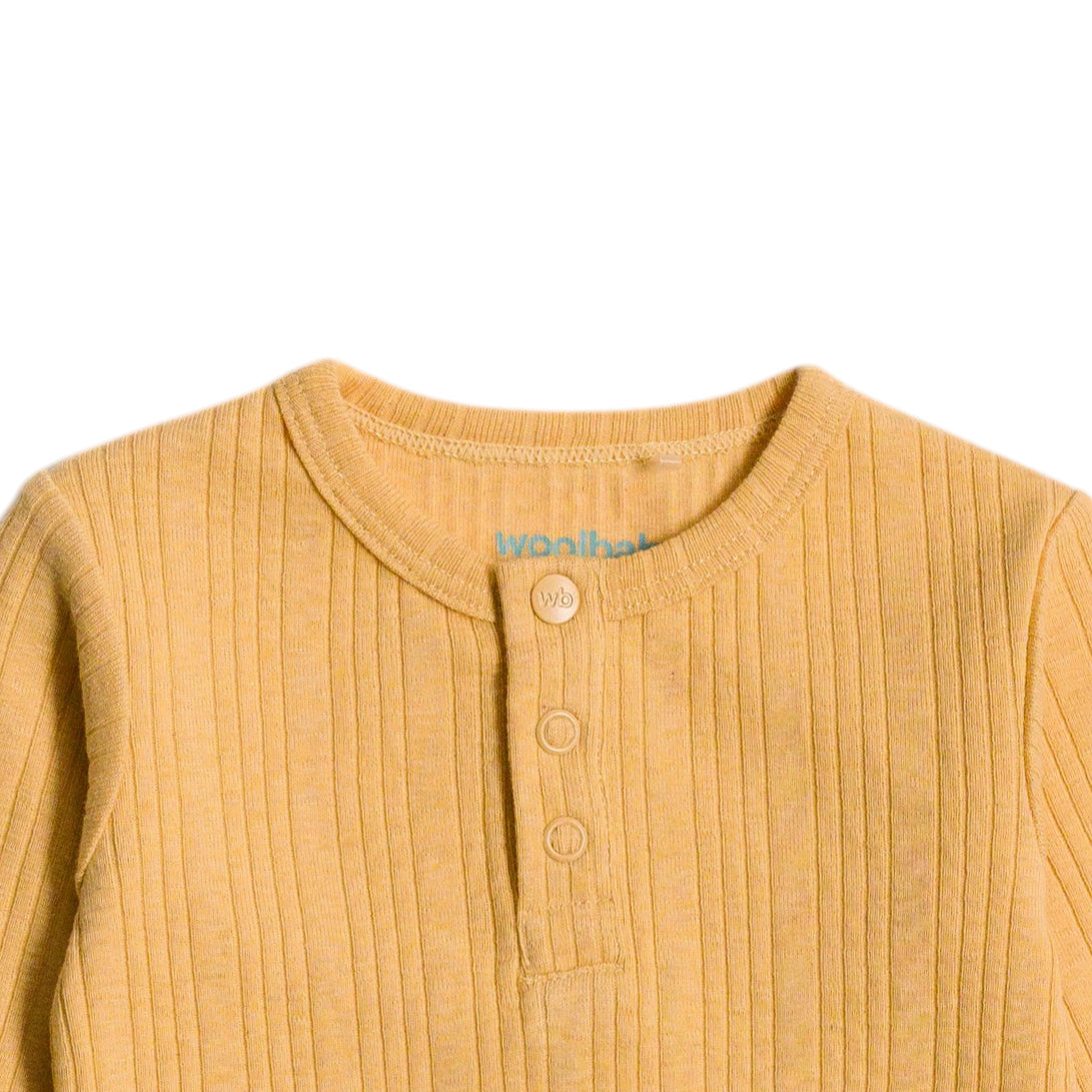 Long Sleeve Henley Bodysuit - Buttercup Marl