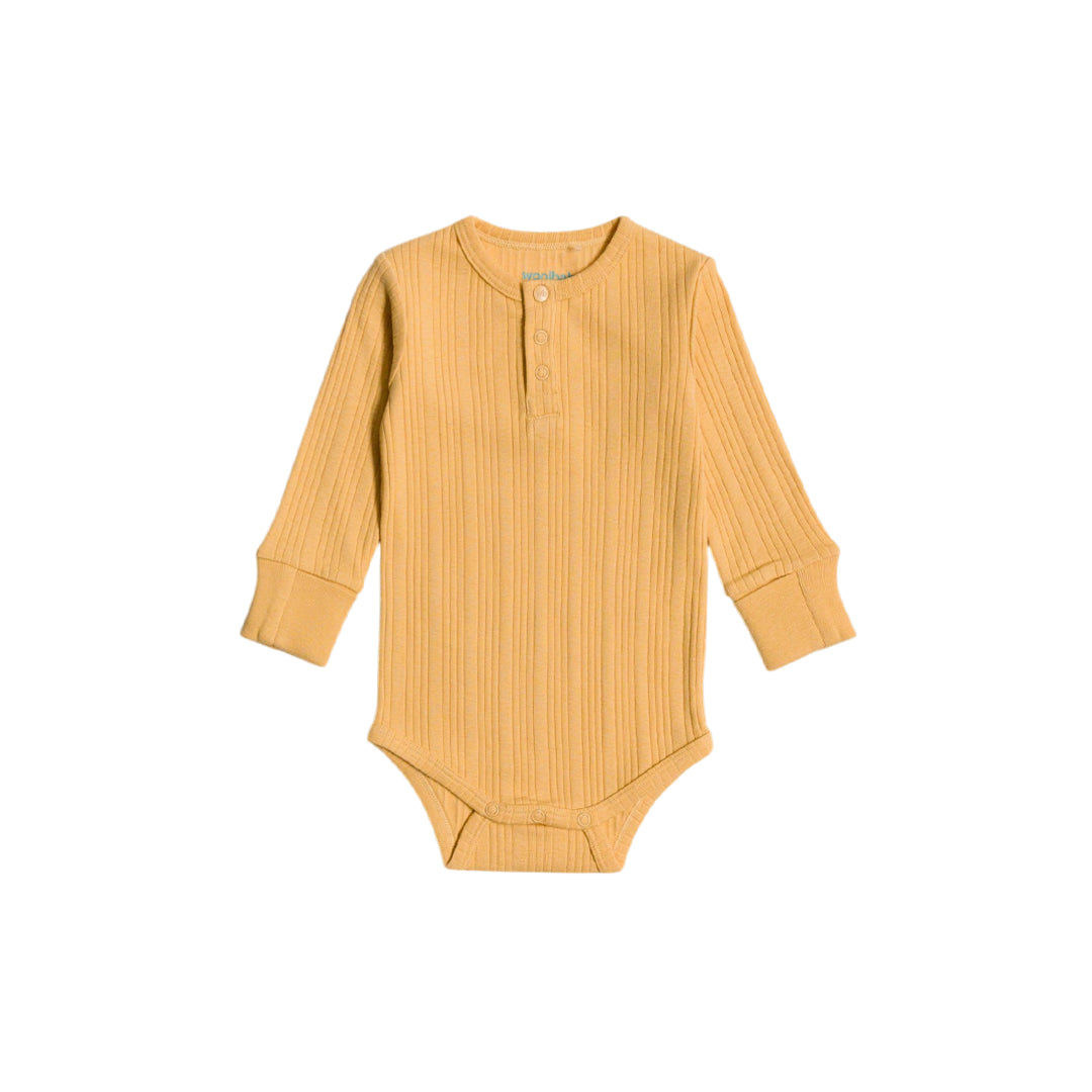 Long Sleeve Henley Bodysuit - Buttercup Marl