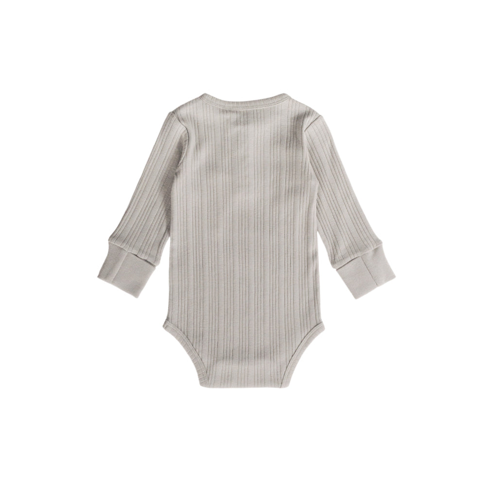 Long Sleeve Henley Bodysuit - Pebble Marl