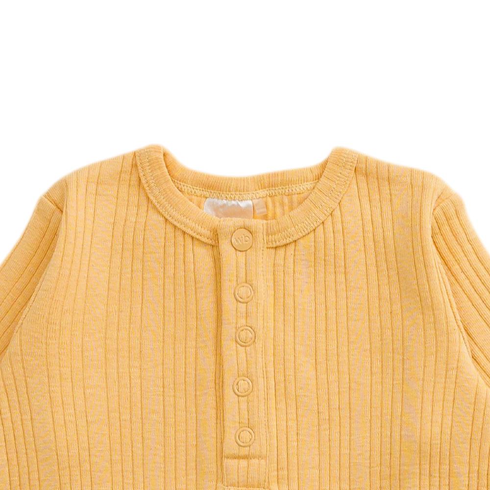 Merino Cotton Henley Baby Gown - Buttercup Marl