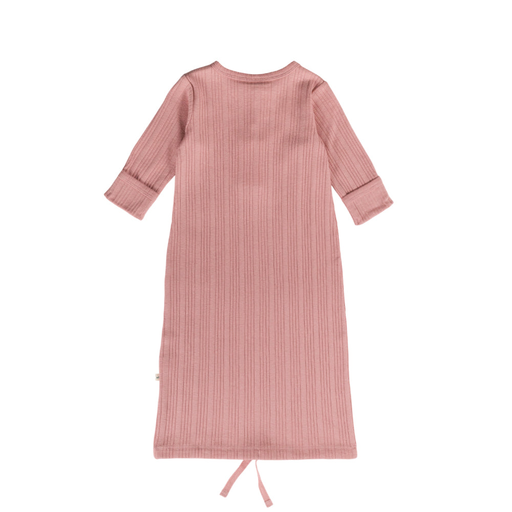 Merino Cotton Henley Baby Gown - Dusk Marl