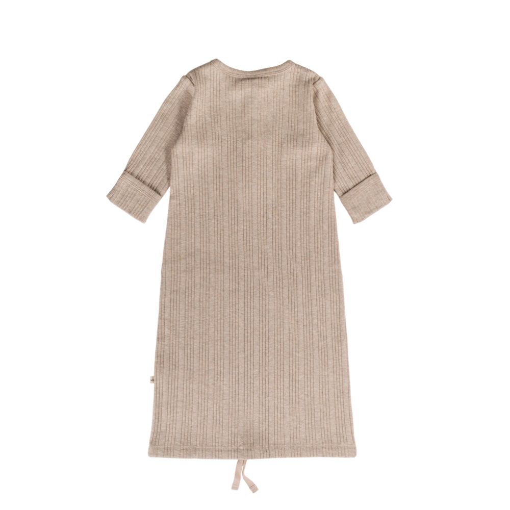 Beige ribbed baby nightie on a white background