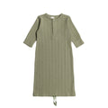 Green ribbed meirno baby gown with long sleeves on a white background