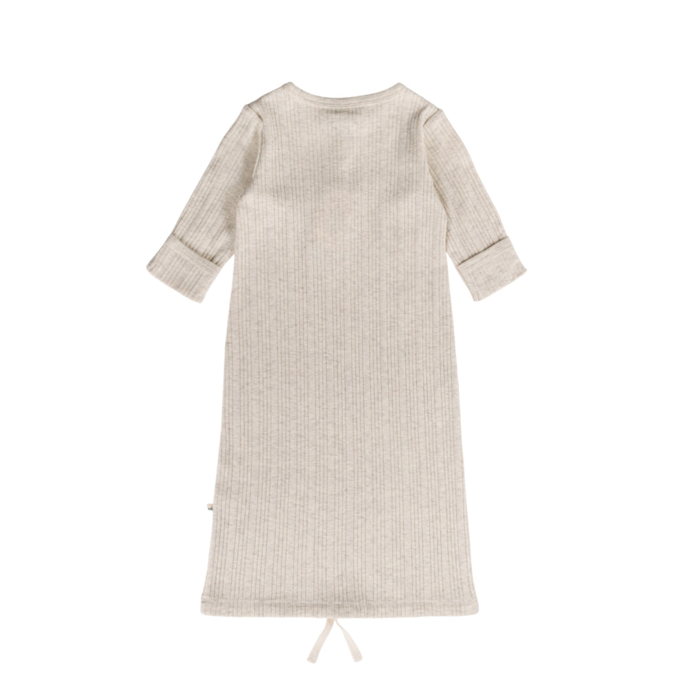 Merino Cotton Henley Baby Gown - Natural Marl
