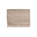 Folded beige marl merino swaddling blanket on a white background