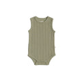 Green ribbed merino baby singletsuit on a white background