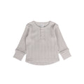Merino Cotton Henley Top - Pebble Marl