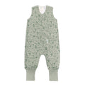 Green children's sleep onesie with nature print on a white background