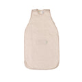 Beige striped woolbabe mini baby sleeping bag on a white background