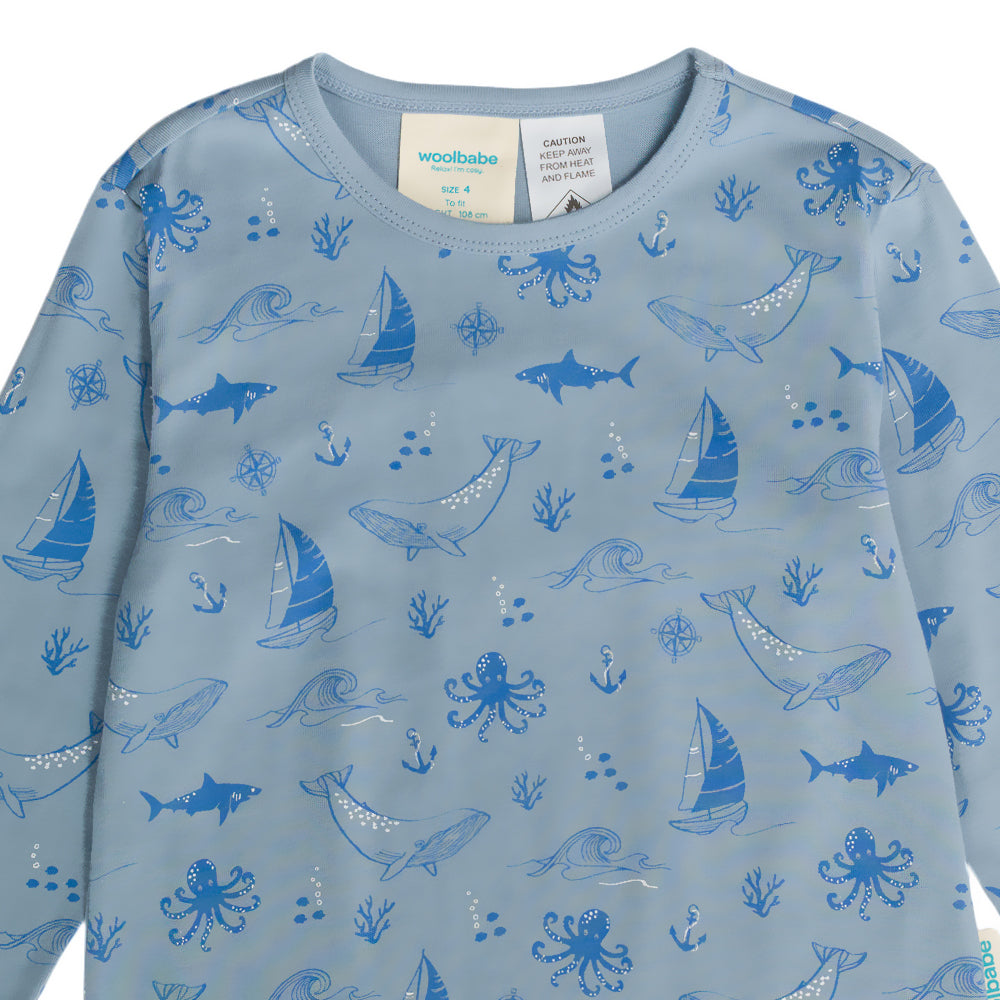 Merino Cotton Winter Pyjamas - Glacier Sail Away