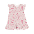 Pink children's nightie with mermaid and whale pattern on a white background