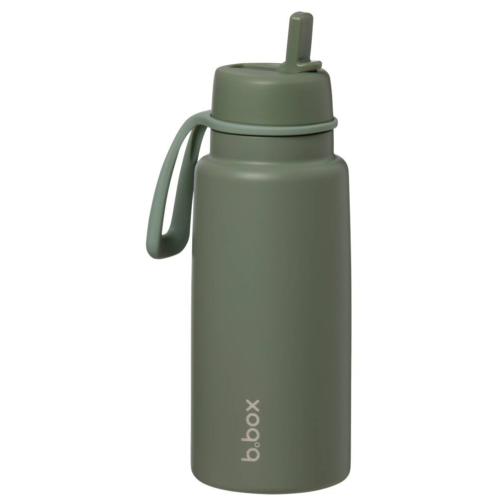 Insulated Flip Top Drink Bottle - Olive