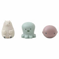 Three bath toys on a white background