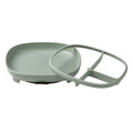 Light sage green suction plate with separate divider on a white background