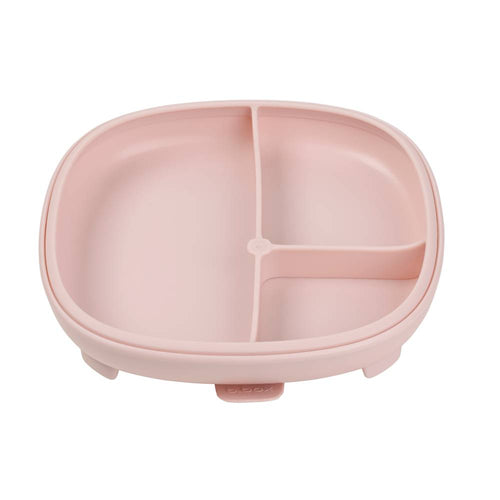 Pink b.box divided suction plate on a white background