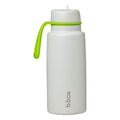 White water bottle with a green handle on a white background