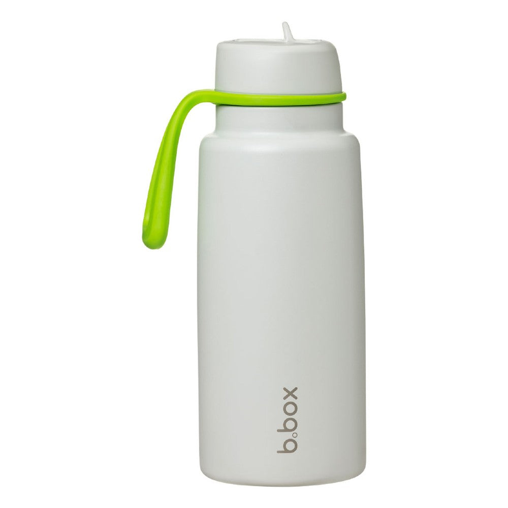 White water bottle with a green handle on a white background