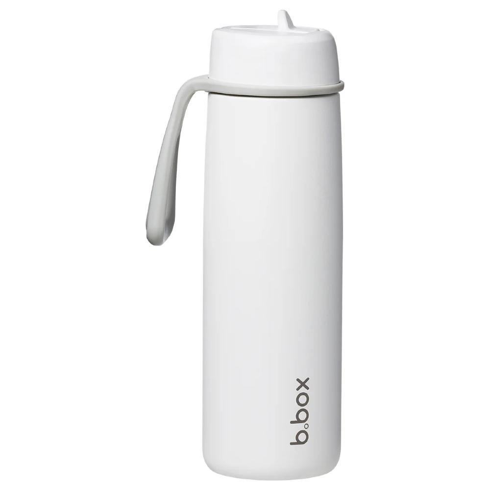 White water bottle with a handle on a white background, featuring the b.box logo.