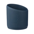 Blue silicone bumper with 'b.box' branding on a white background