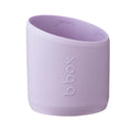 Purple silicone bottle bumper with 'b.box' branding on a white background