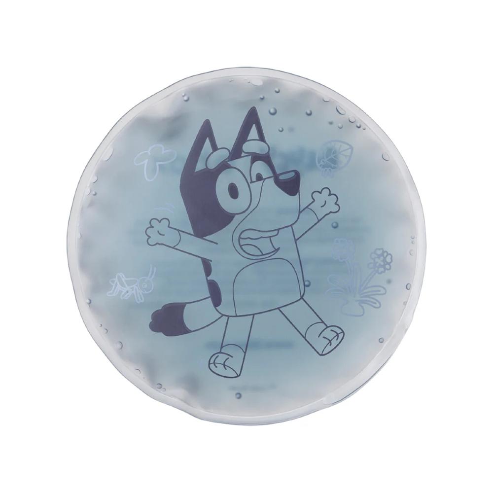 Circular ice pack with Bluey cartoon character on a white background