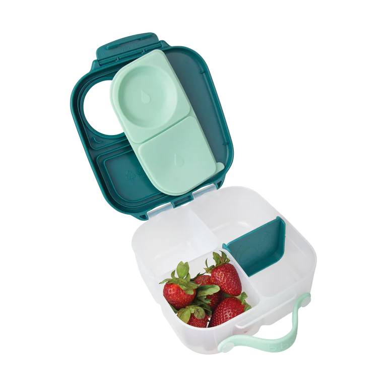Bento box with strawberries on a white background