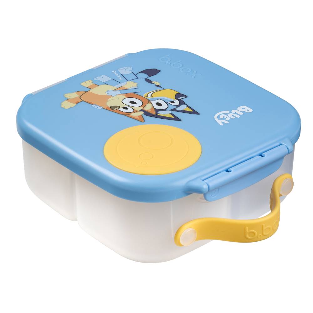 Children's mini lunch box with cartoon character on a blue lid