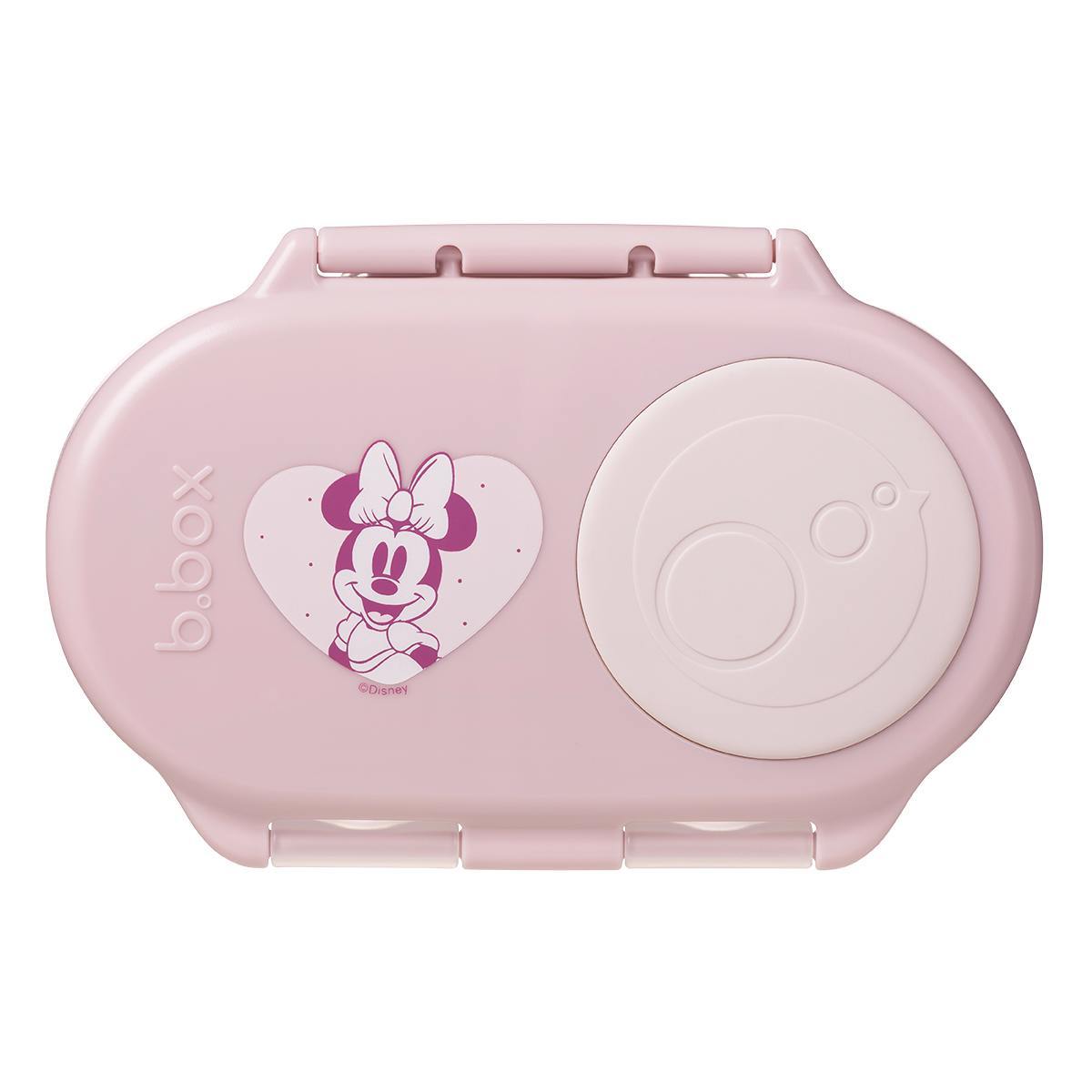 Dusty pink snackbox with a Minnie image on the front.