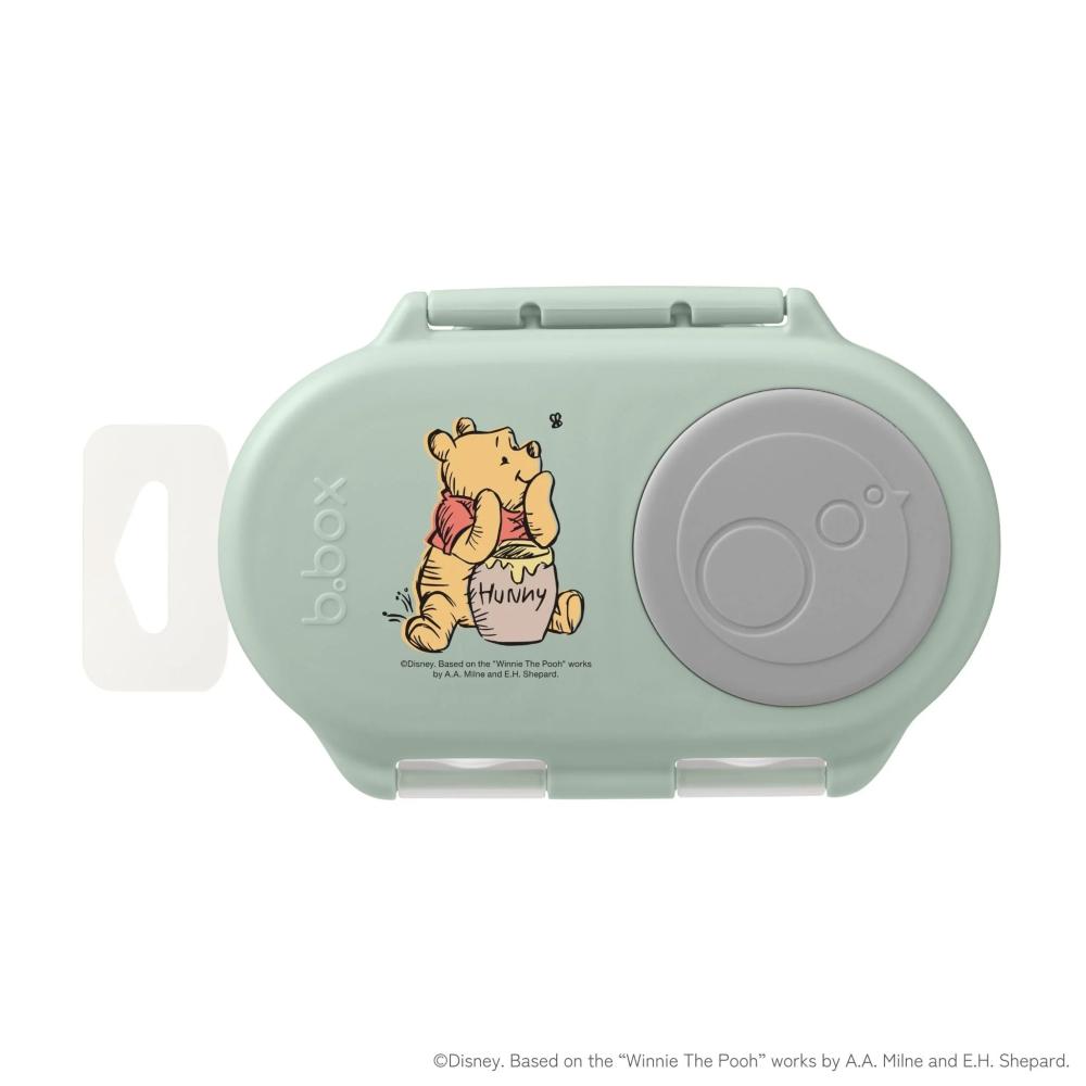 Light green container with a cartoon character Winnie the Pooh on a white background