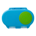 Blue and green container with a circular design on a white background