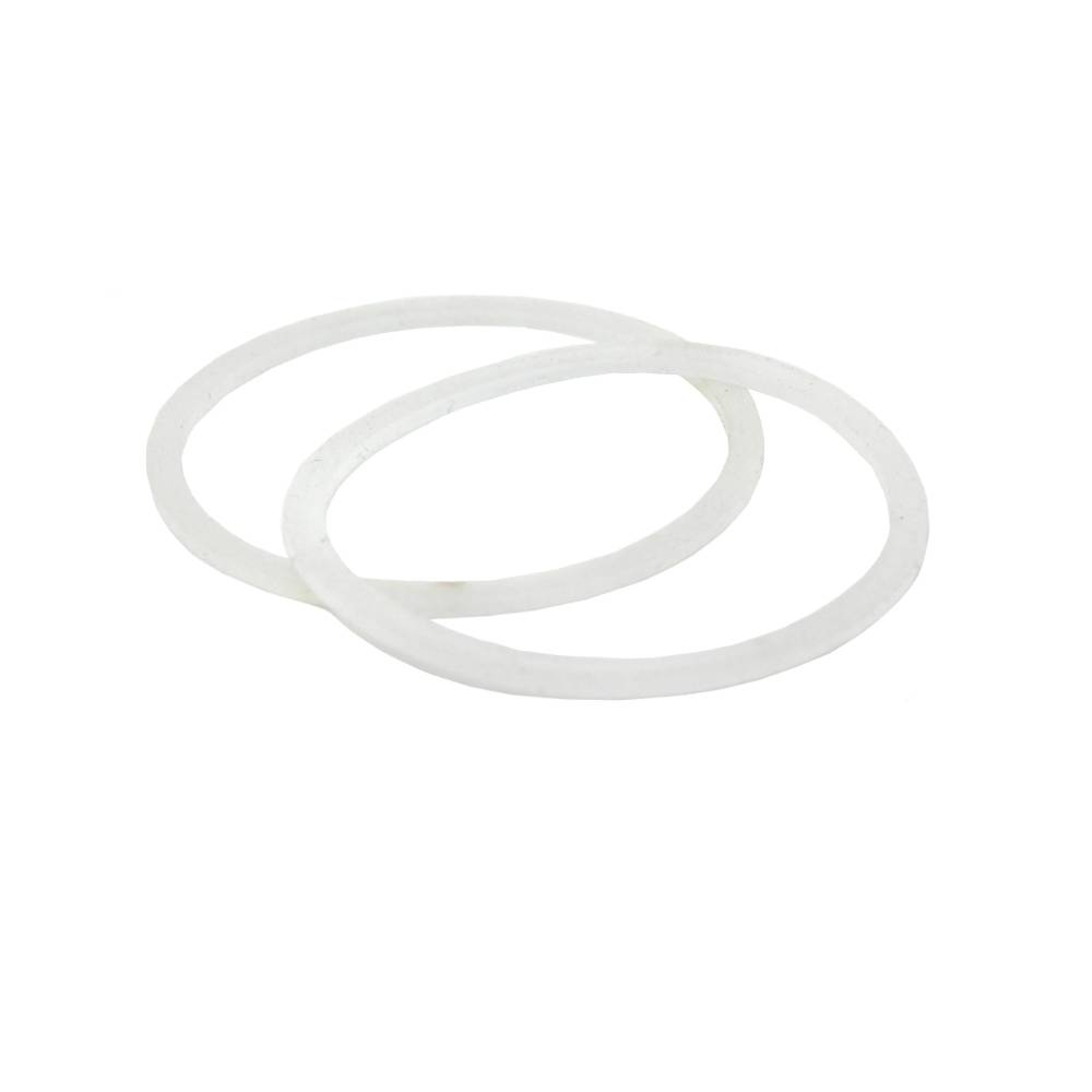 White silicone o-rings on a white background